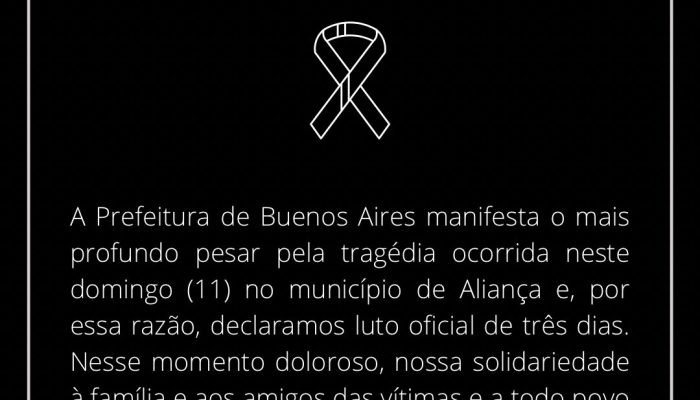 A Prefeitura de Buenos Aires manifesta o mais profundo pesar pela tragédia ocorrida em Aliança