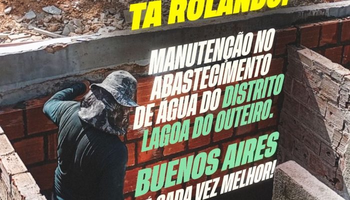 Prefeitura de Buenos Aires realiza manutenção no sistema de abastecimento de Lagoa do Outeiro para garantir água com qualidade